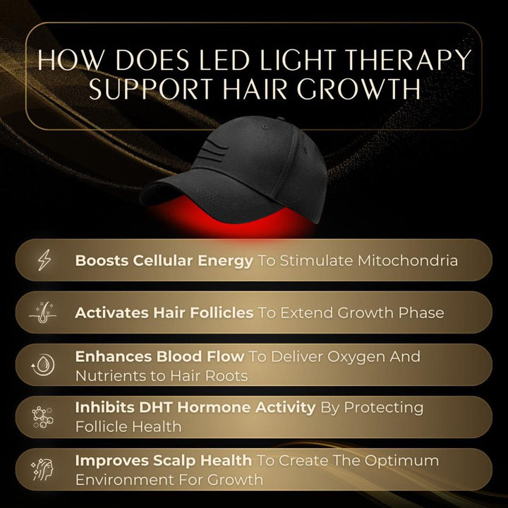 LED hair growth cap benefits infographic