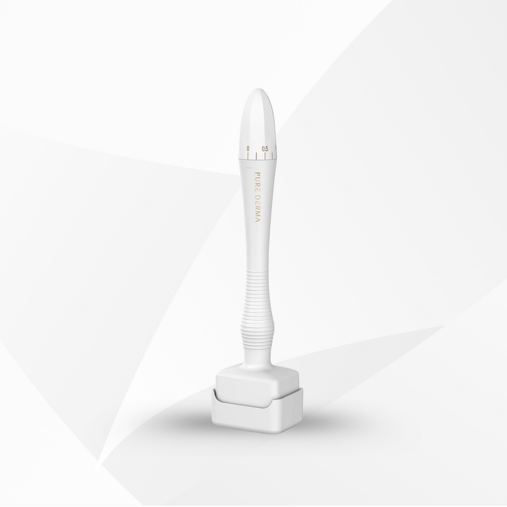 white adjustable Derma Stamp 0.25mm to 3.0mm Pure Derma London