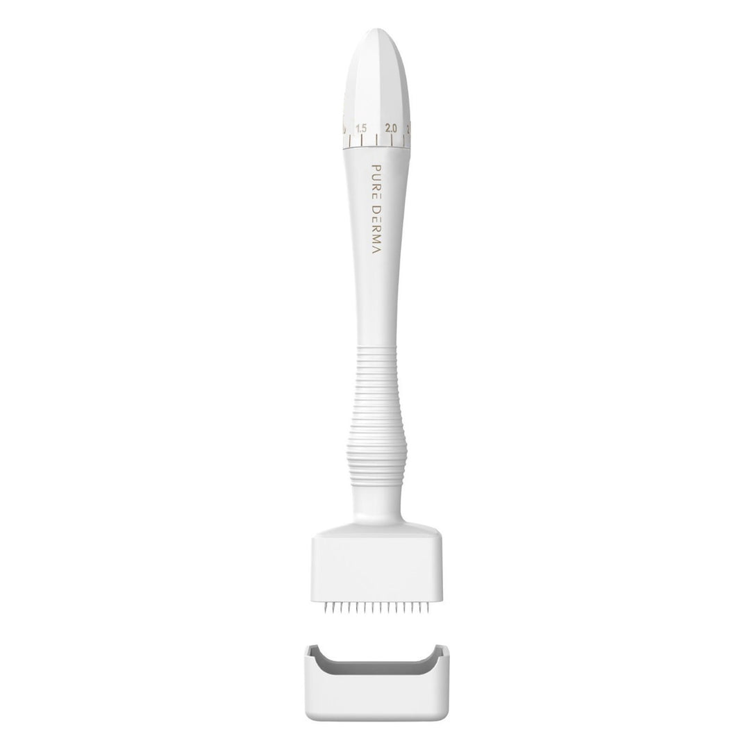 derma stamp skin care tool with Pure Derma branding on a white background