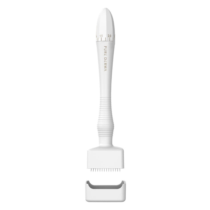 derma stamp skin care tool with Pure Derma branding on a white background