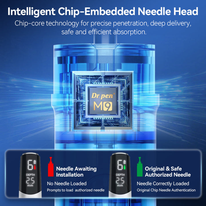genuine Dr. Pen M9 microneedling pen smart chip infographic