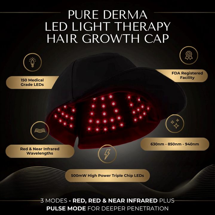 Pure Derma London Hair Growth Advanced LED Hair Growth Cap with Red Light Therapy