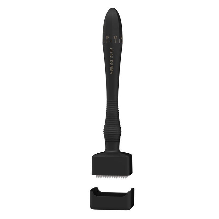 Pure Derma London Hair Growth & Skincare Hair & Beard Adjustable Derma Stamp 140 Medical Grade Stainless Steel Microneedles 0.25-3.0mm