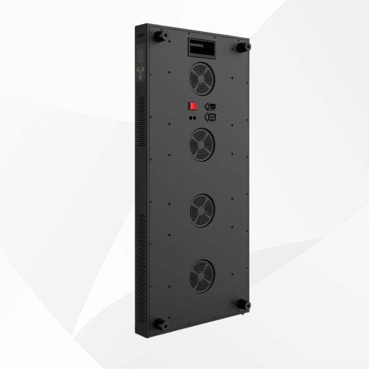 Pure Derma London LuminAGE 1800 LED Panel, rear view showing four cooling fans, power switch and interconnect ports
