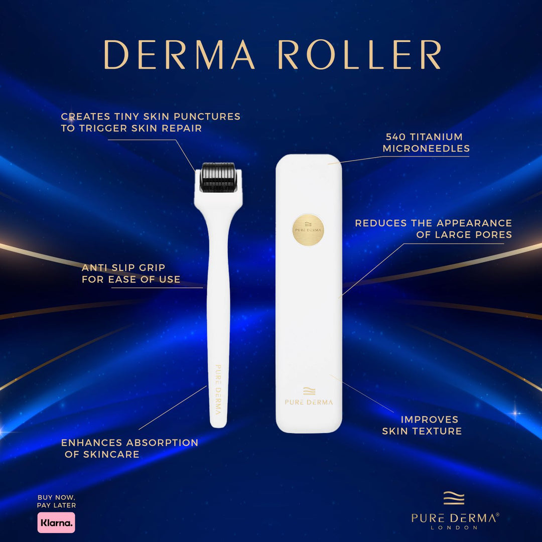 Pure Derma London Skin Care Derma Roller with 540 Medical Grade Titanium Microneedles