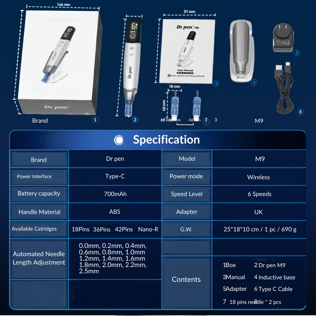 Pure Derma London Skin Care NEW Genuine Dr. Pen M9 Microneedling Pen