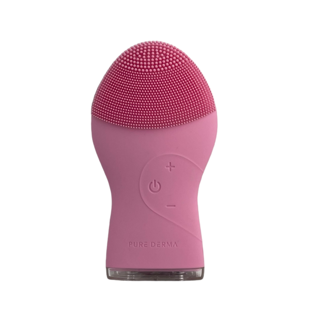 Pure Derma London Skin Care Pink Ultrasonic Silicone Facial Cleansing Brush