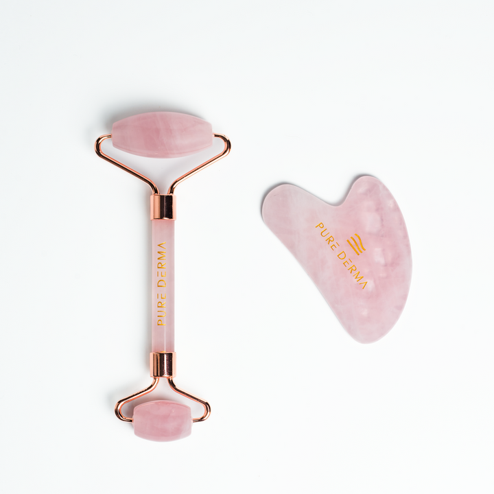 Pure Derma London Skin Care Rose Quartz Gua Sha & Face Roller