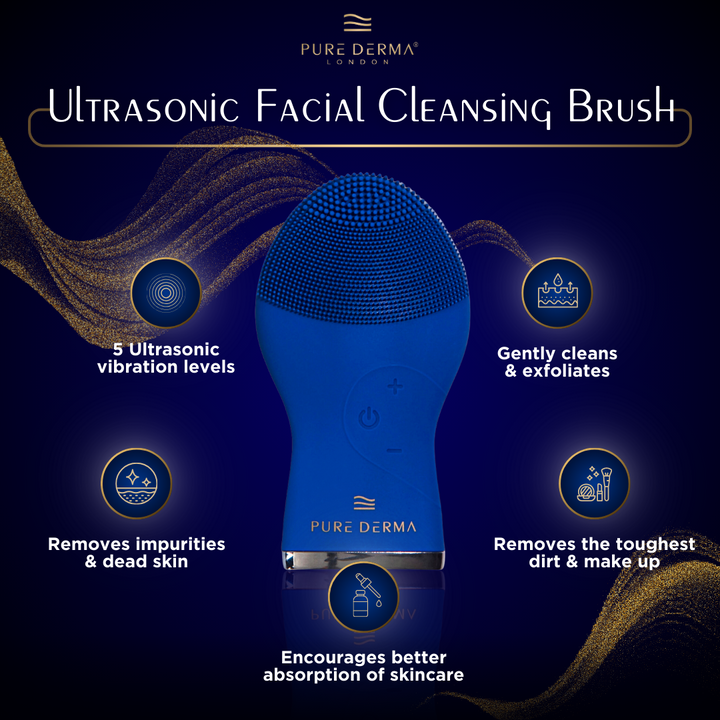 Pure Derma London Skin Care Ultrasonic Silicone Facial Cleansing Brush