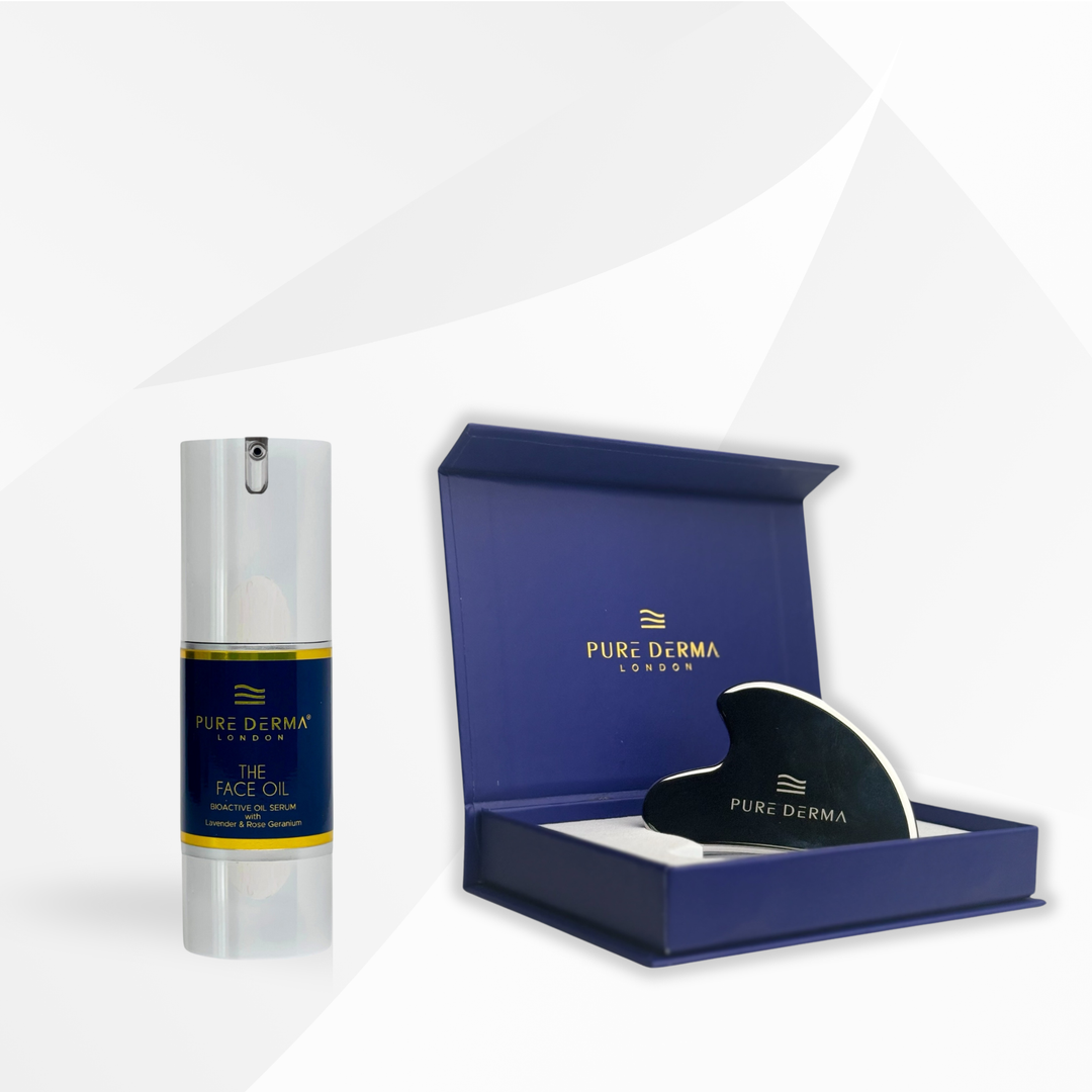 Pure Derma London Skincare Sculpt & Nourish Essentials Kit - 100% Natural Anti-Ageing Face Oil & Gua Sha